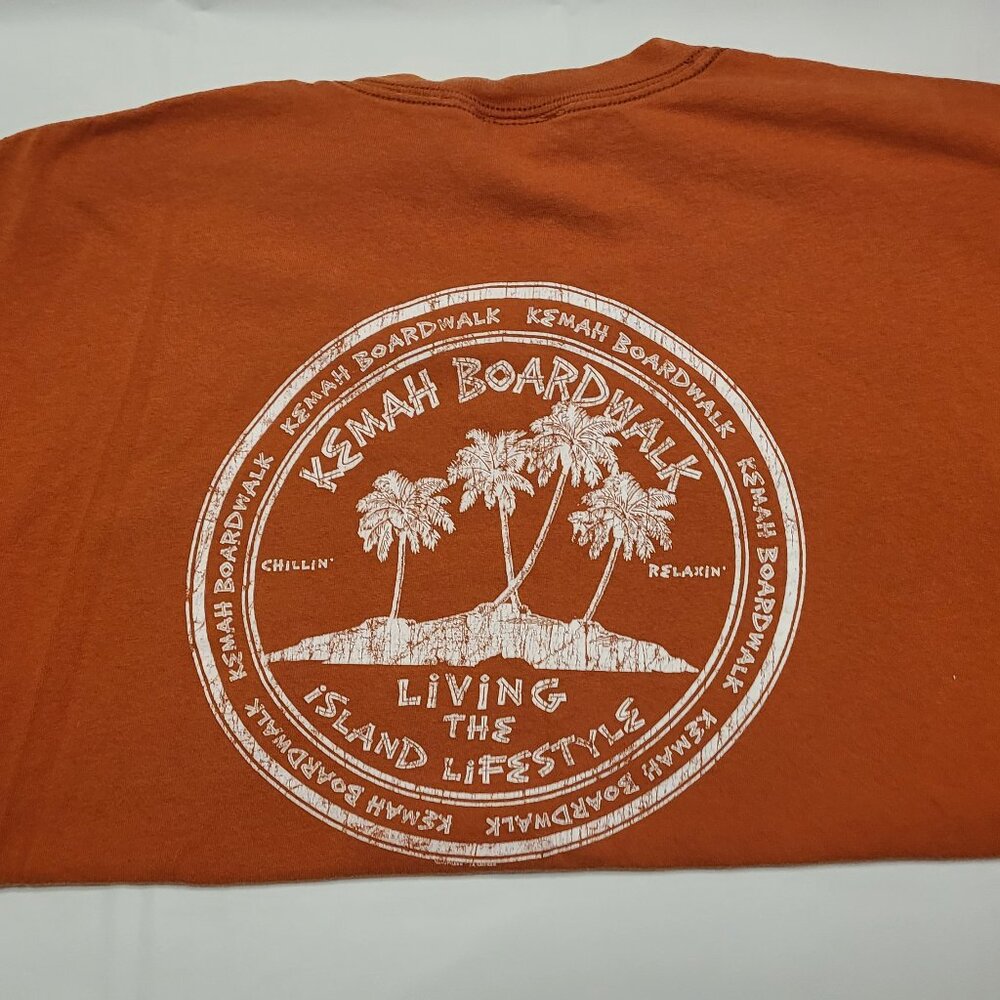 Orange Short Sleeve T Shirt Kemah Texas Boardwalk Size XL Living the Island Life